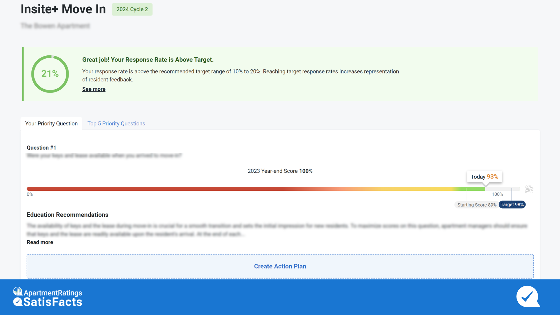 Satisfacts Automated Action Plan View